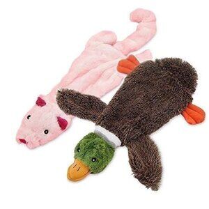2-in-1 Fun Skin Stuffless Dog Squeaky Toy Pig & Wild Duck,